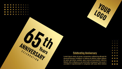 65th Anniversary. Golden anniversary template design. Logo Vector Template