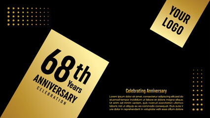 68th Anniversary. Golden anniversary template design. Logo Vector Template