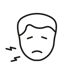 Man with Toothache Outline Symbol. Human Oral Disease, Dentist's Medical Treatment. Male with Dental Pain Line Icon. Teeth Ache Linear Pictogram. Editable Stroke. Isolated Vector Illustration