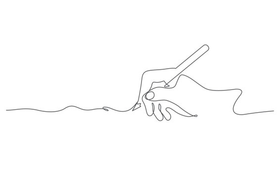 recommend clip art: hand writing with pencil in continous line drawing vector illustration