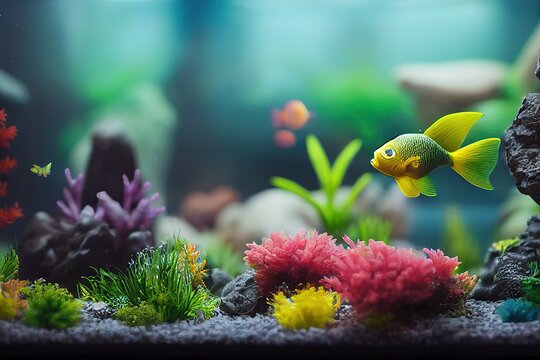 Aquarium With Fish, Different Types Of Fish, Beauty