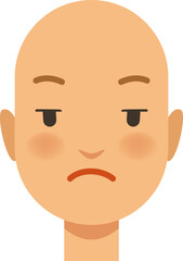 Hairless female head with angry face cartoon expression