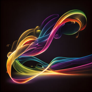 Flowing translucent ribbons of light.  Background.  Generative AI.