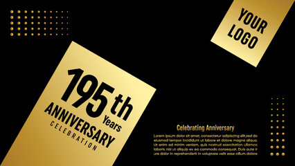 195th Anniversary. Golden anniversary template design. Logo Vector Template
