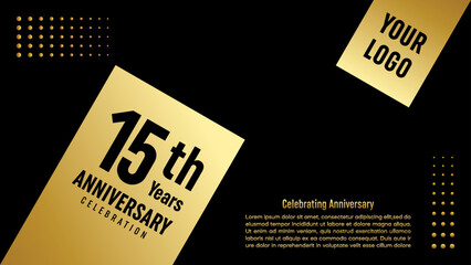 15th Anniversary. Golden anniversary template design. Logo Vector Template