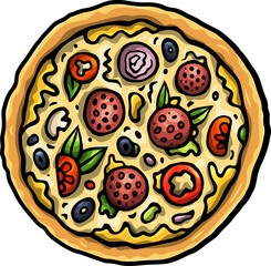 Fototapeta premium Pizza cartoon funny illustration