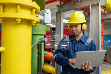 Maintenance technician at a heating plant,Petrochemical workers supervise the operation of gas and...