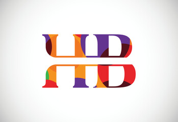 Colorful letter H B logo design vector. Modern logo for business company visual identity in low poly art style