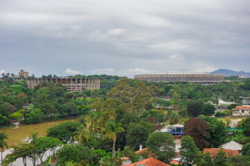 Fototapeta na wymiar Mineirao and Mineirinho stadiums in Belo Horizonte, Minas Gerais, Brazil. Aerial view
