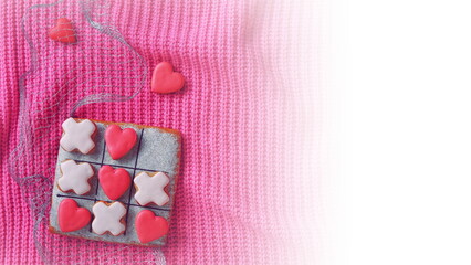 Obraz na płótnie Canvas Tic Tac Toe game. Valentine Day Background. Love design