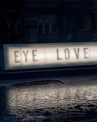 Love sign, Light, Blaak Rotterdam, Holland, The Netherlands