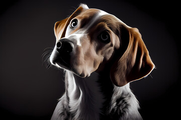 portrait of a beagle, close-up, generative ai