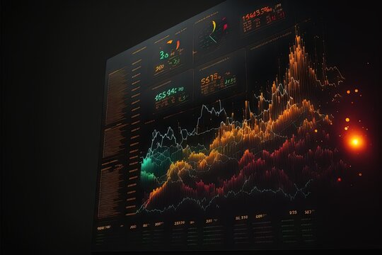 Abstract Business chart with trend line graph and stock numbers illustration generative ai