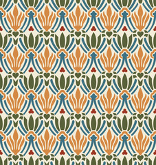Seamless geometric vintage wallpaper in 70s 60s trendy style. vector illustration.