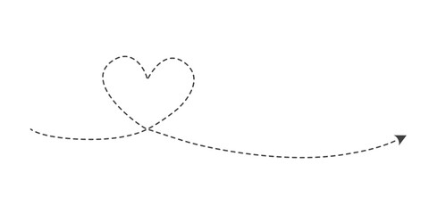 Dashed line heart drawing vector (Valentine's Day)