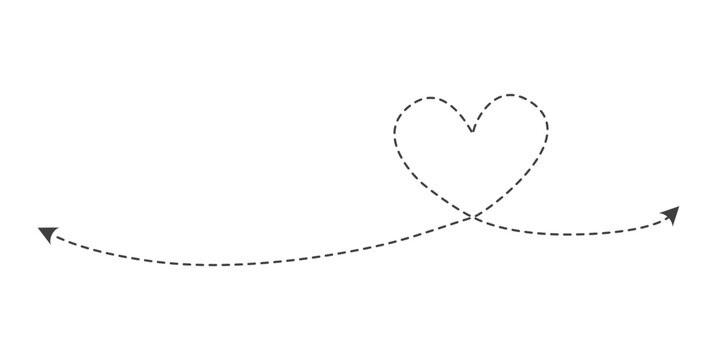 Dashed line heart drawing vector (Valentine's Day)