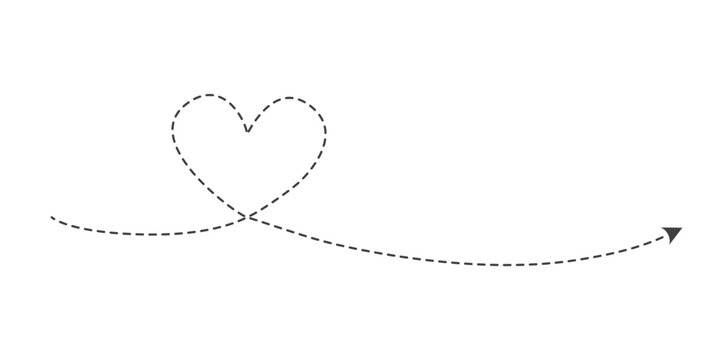 Dashed line heart drawing vector (Valentine's Day)
