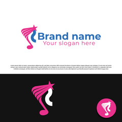 Creative Letter r with a musical symbol in pink and blue color isolated on white background,
r typography. Initial R letter with music logo - vector illustration.