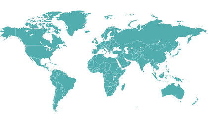 Obraz na płótnie Canvas World map. Silhouette map. Color vector modern map 