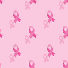 Obraz premium Breast cancer awareness. Pink ribbon. Seamless pattern