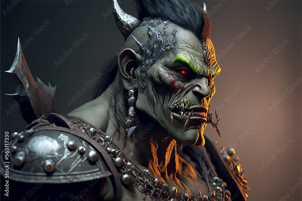 Wall mural orc warrior sketch for game development generative ai illustration - Wall murals
