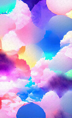 abstract watercolor background with clouds, Colorful wallpaper