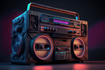 Fototapeta premium Retro neon boombox