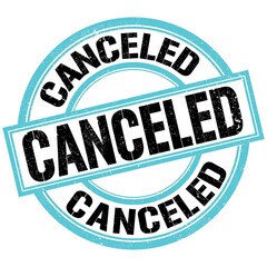 CANCELED text on blue-black round stamp sign