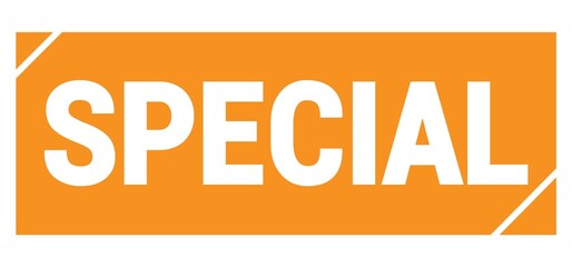 SPECIAL text written on orange stamp sign.