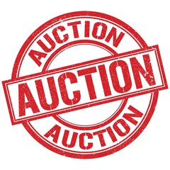 AUCTION written word on red stamp sign