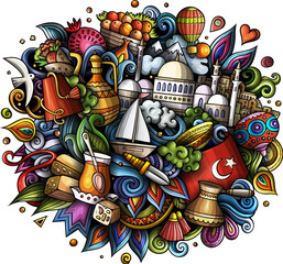 Turkiye detailed cartoon illustration