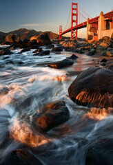 Beautiful Golden Gate Bridge Historic Landmark in San Francisco California United States