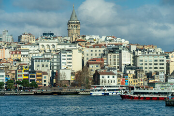 Fototapeta premium Galata Tower, overlooking Istanbul, Turkey. 