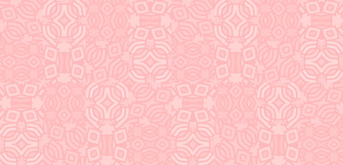 Ethnic wallpaper sample, pale pink color, geometric shapes, illustration