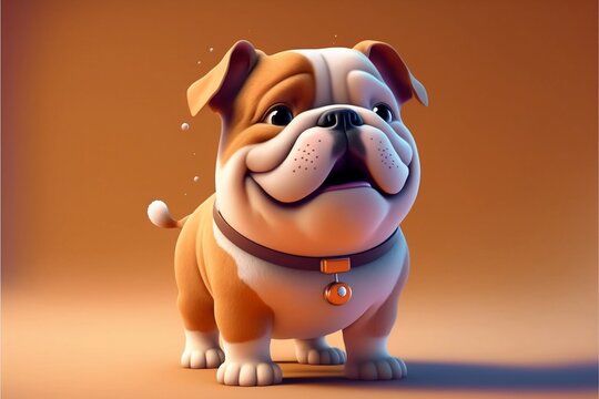 Cute cartoon Bulldog dog in a Pixar style