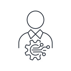 Specialist digital electronic technique.  Vector linear icon isolated on white background.