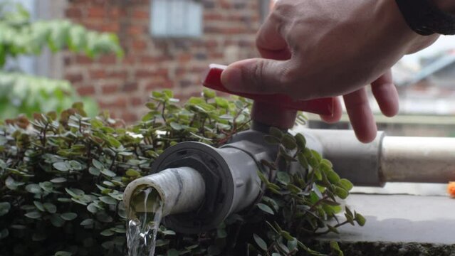 someone turned off the running water pipe faucet