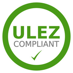 Vector graphic symbol to indicate a vehicle is ULEZ (Ultra low emission zone) compliant. It consists of a green circle with green lettering