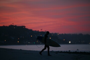 surfer at dusk