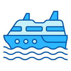 Cruise passenger liner sails on the waves of the ocean  - icon, illustration on white background, similar style