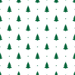 Seamless vector. Fir-tree background. New Year motif. Christmas tree ornament. Holidays wallpaper. Winter pine trees illustration. Xmas image. Pines pattern. Floral backdrop. Textile print. Vector
