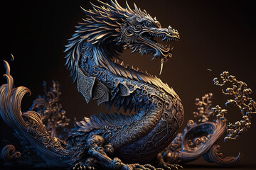Fototapeta premium A fantasy ancient Chinese style theme dragon. Generative AI 