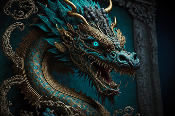 Fototapeta na wymiar A fantasy ancient Chinese style theme dragon. Generative AI 