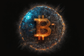 Bitcoin digital gold. Decentralized world. Digital asset. Crypto market.