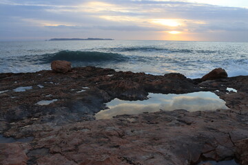 Fototapeta na wymiar Cabo de Ses Salines al atardecer.