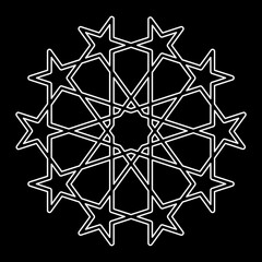 Islamic decorative element. Vector illustration. Five-beam girih pattern. Girih pattern. Traditional Islamic Design. Mosque decoration element. Geometric decorative pattern. Vector decorative ornament