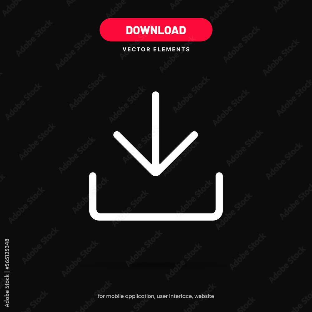 Poster 3D download icon button. Upload icon. Download symbol, sign. Down arrow bottom side symbol. Save cloud icon push button for ui ux website mobile app