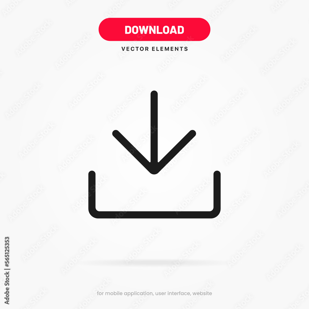 Poster 3D download icon button. Upload icon. Download symbol, sign. Down arrow bottom side symbol. Save cloud icon push button for ui ux website mobile app