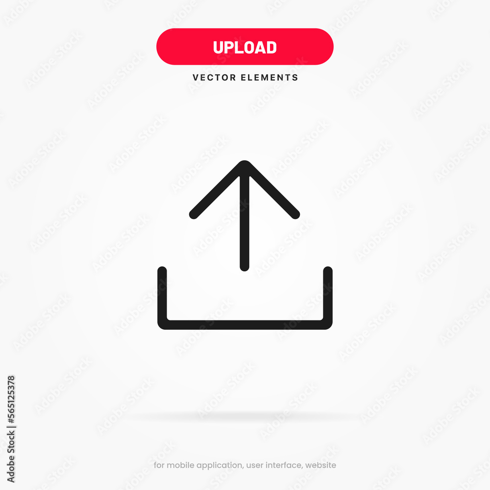 Fototapete 3D upload download button icon. Upload icon. Down arrow bottom side symbol. Click here button. Save cloud icon push button for UI UX, website, mobile application.