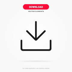 3D download icon button. Upload icon. Download symbol, sign. Down arrow bottom side symbol. Save cloud icon push button for ui ux website mobile app